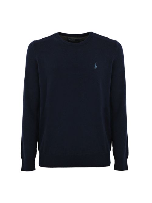 Maglione in lana con pony Navy POLO RALPH LAUREN | 710 876714001